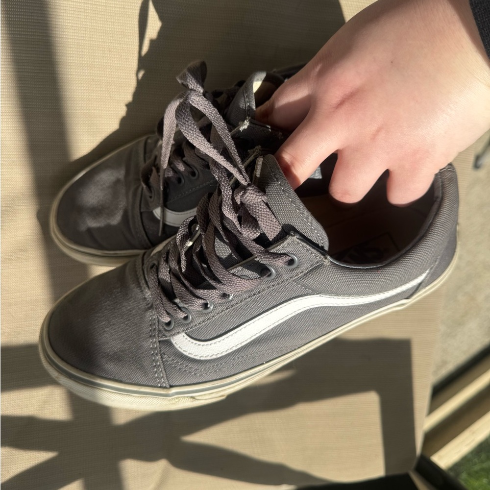Vans Gray Low-Top Sneakers with White Side Stripe